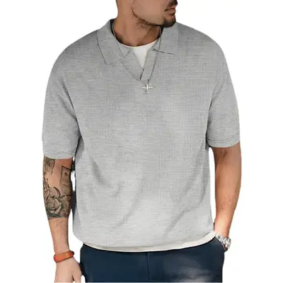 Men's 2025 Summer Polo Shirt Loose Casual Sports Jersey Short Sleeve