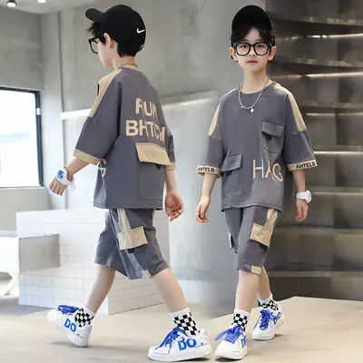 Boys Run Bhtch Grey Shorts Set Medium Large