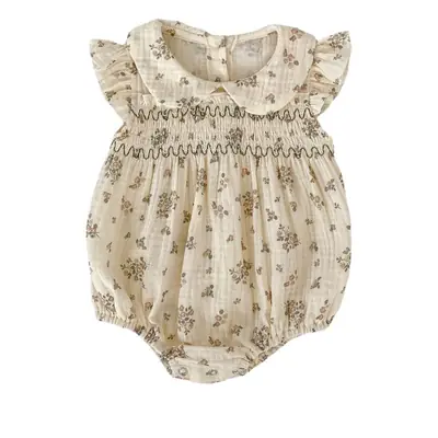 Baby Girl Siamese Floral Collar Dress with Flying Sleeve