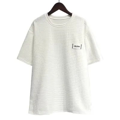 Women Wafflet T-Shirt Black Loose Fit Summer