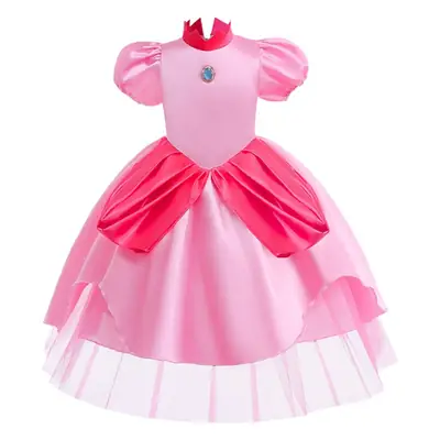 Children's Super Mary Mario Game Dress Pink Princess Peach