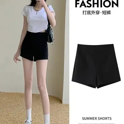 Women Black High Waist Shorts 2024 Spring Summer
