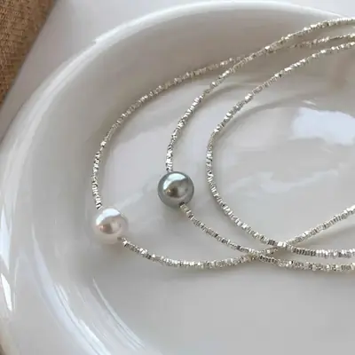 Broken Silver S925 Pearl/Shijia Pearl Women's Bracelet Jewelry Anklet Matching Wholesale Silver Jewelry White Pearl