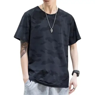 Men Camouflage T-Shirt Black Quick Dry
