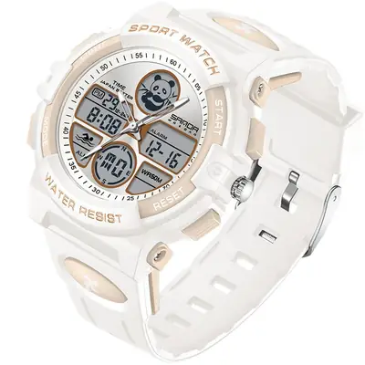 Sanda Panda Black Digital Analog Watch with Lumen Display