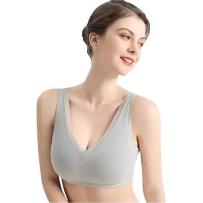 Wire-Free V-Neck Sports Bra Pink Skin-Friendly Modal