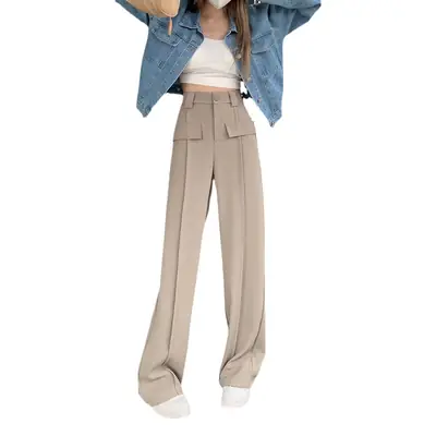 Women's Black Wide Leg Pants with High Waist Slimming Design