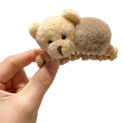Cute Plush Bear Fur Clip for Ponytail & Hair Accessories