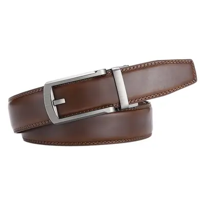 Men's Black Genuine Leather Belt with Silver Buckle