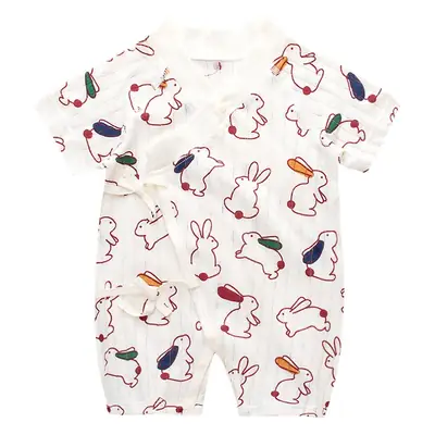 New Arrival Baby Kimono Set White Rabbit Print Cotton