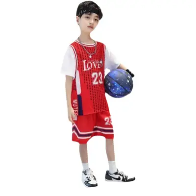 Boys Basketball Suit Blue White 2023 Quick Dry