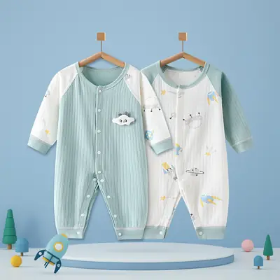 Baby Cotton Pajamas Yellow Panda Print Spring