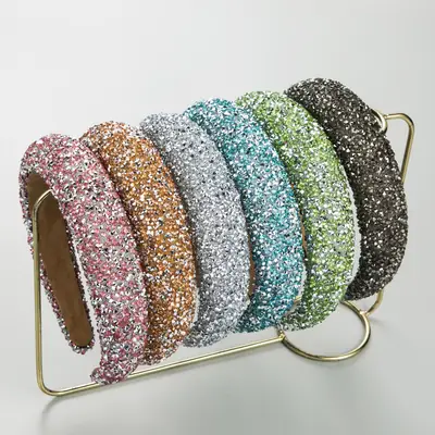 New Fashion Hair Pressure Sponge Headband with Rhinestone & Wood Base
