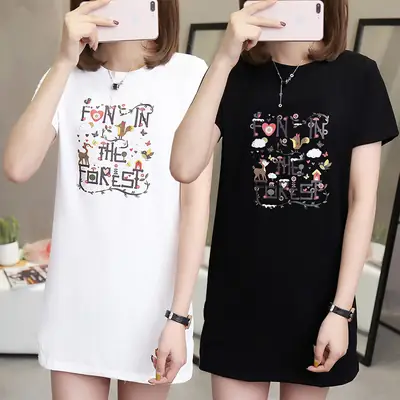 Women Grey Printed T-Shirt Mid Length Summer Wear