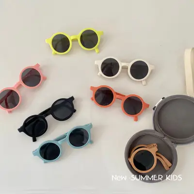 Children Sunglasses 0-7Yrs Foldable Round Frame Color Matching