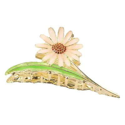 Guanyang Alloy Tulip Hair Clip with Pearl & Green Accents