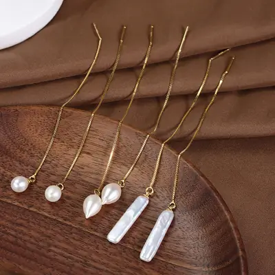 Sterling Silver Gold Plated Pearl Baroque Earrings Wholesale