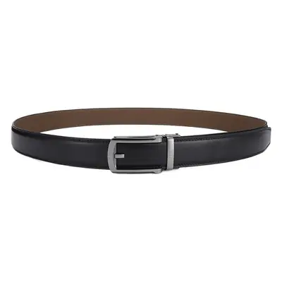 Men's Brown Leather Belt with Silver Buckle 3.5cm