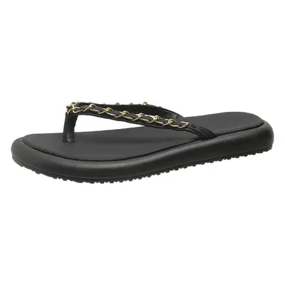 Summer New Thick-soled Flip-flops Women's Chain Comfortable Flat Casual Sandals and Slippers Korean-style All-match Soft-soled Beach Shoes