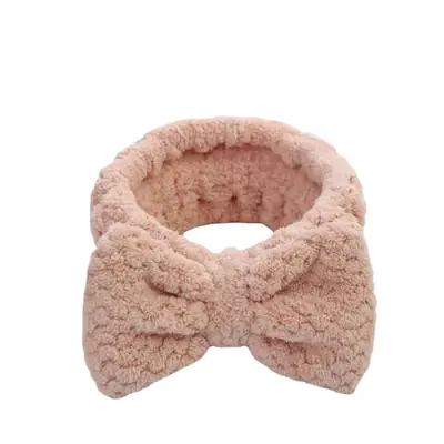 Pink Bow Headband for Women Soft Plush Hair Accessory