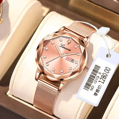 Women's Ultra-Thin Quartz Watch with Red Dial
