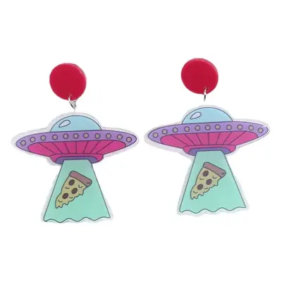 Cute Alien Pizza Earrings for Women Halloween