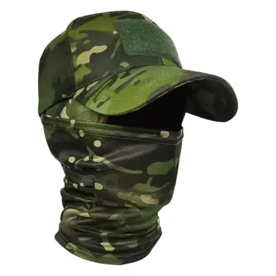 Cross Border Camo Baseball Cap Mask Outdoor Mountaineering Hunting Fishing Sunscreen Cap Tactical Army Fan Baseball Cap