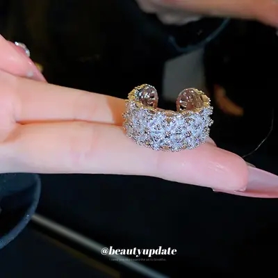 Cold Wind Zircon Flower Opening Ring Fashion Elegant