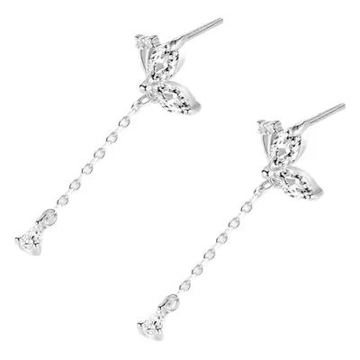 S999 Sterling Silver Butterfly Tassel Earrings
