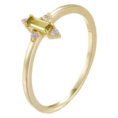 S925 Sterling Silver Square Olive Green Zircon Ring for Women