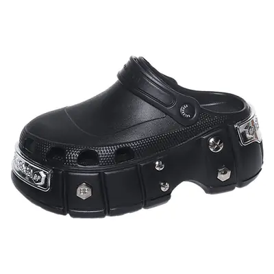 Cross-Border Platform Thick-Soled Metal Studded Clogs Ins-Style Slippers Closed-Toe Sandals for Men and Women Breathable European and American Fashion