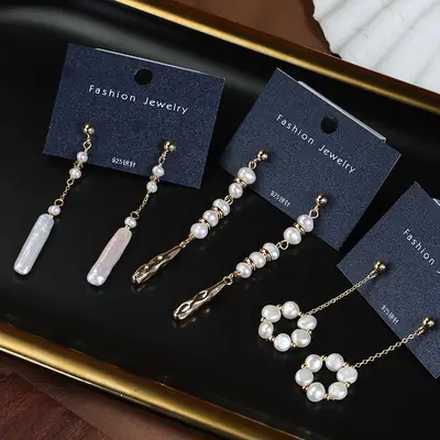 Natural Freshwater Pearl Baroque Earrings Wholesale Copper Plated Real Gold S925 Sterling Silver Pins