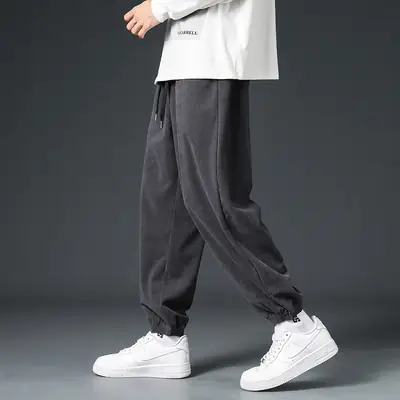 Men Brown Loose Fit Sweatpants Casual Summer