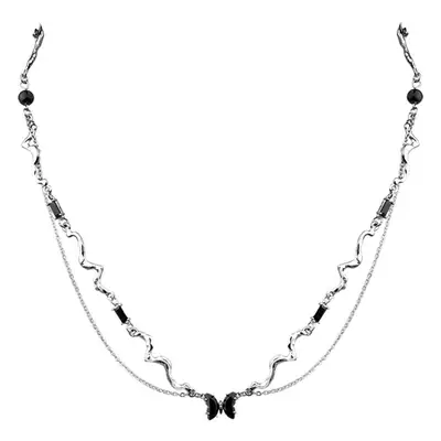 Wavy Butterfly Double Layer Necklace for Women