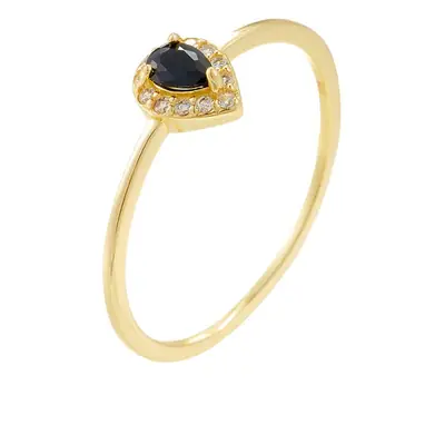 Water Drop Black Zircon Ring for Women