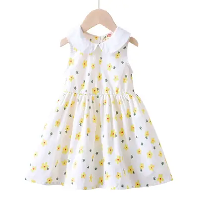 Girls Floral Vest Dress Summer 2025 White