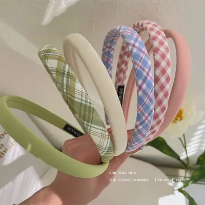 French Plaid Hair Band Sweet All-match College Style