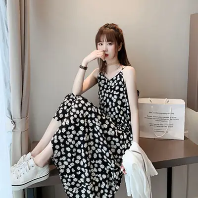 2023 Daisy Floral Chiffon Dress Fairy Slim Dress