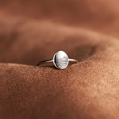 S925 Pure Silver Sea Wave Storm Ring for Women