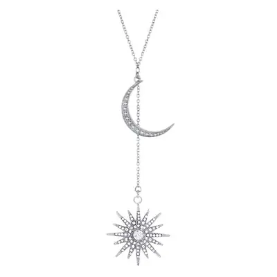 Golden Sun & Moon Necklace with Crystal Accents