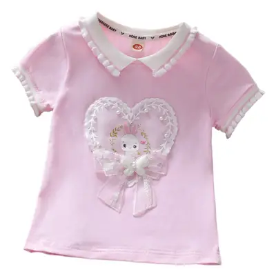 Girls Light Blue Bunny Heart T-Shirt 2025