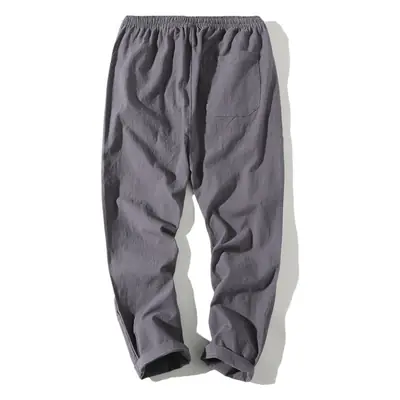 Men's Thin Linen Casual Pants Red Black Grey White Large