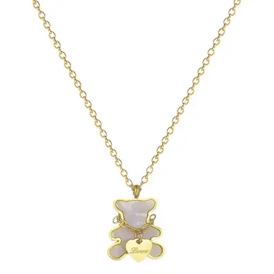 Gold Love Bear Necklace with Heart Design