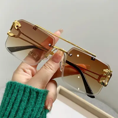Men's Gold Trim Double Beam Sunglasses for Trendy Style