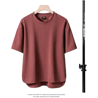 Men Cotton Loose Fit T-Shirt White Brown