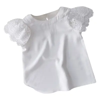 Girls White Lace Top Summer Shirt Small Medium