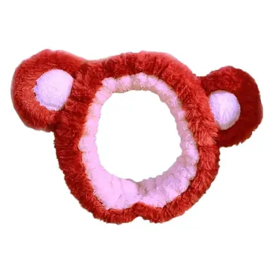 Pink Bear Ear Headband for Face, Hair, Mask, Makeup