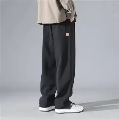 Men's Grey Wide Leg Straight Casual Pants Spring Summer 2023