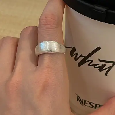 S925 Silver Brushed Matte Ring Wide Band Plain Ring Ins Minimalist Style Diamond Minimalist Design Unique Stacking Ring