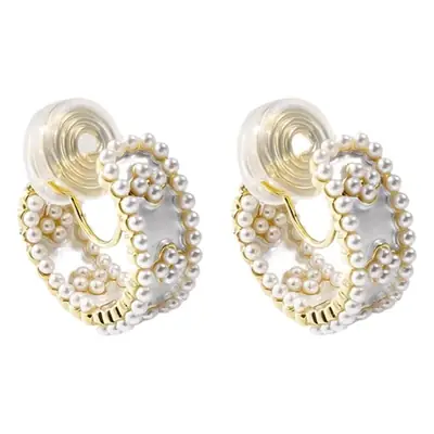 Women's Pearl Earrings with Gold Plated Pearl Decor